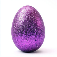 A purple easter egg with sparkling surface isolated on white background