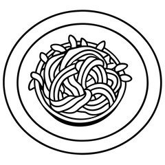 Classic Italian Spaghetti Vector Line Art