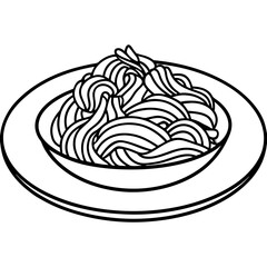 Classic Italian Spaghetti Vector Line Art