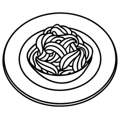 Classic Italian Spaghetti Vector Line Art