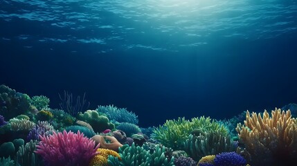 Fototapeta premium Vibrant Coral Reef Underwater Scene Ocean Life Marine Nature