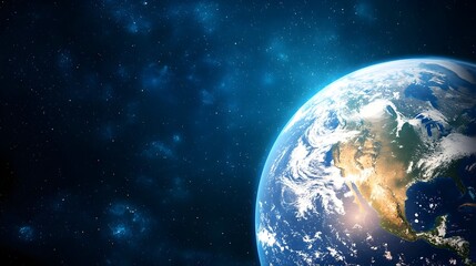 Obraz premium Stunning Earth From Space Blue Planet Galaxy Cosmos World