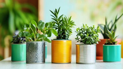 Vibrant Indoor Plants in Recycled Aluminum Pots