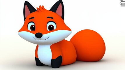 Obraz premium Cute Cartoon Fox Character with a Happy Expression and Bright Colors
