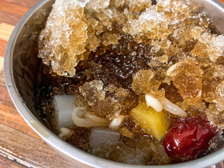 close up of a bowl of muesli with almonds