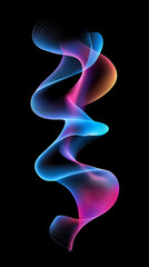 Naklejka premium Vibrant swirl of blue and pink hues, dynamic soft curve, black backdrop