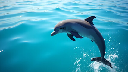 Fototapeta premium Stunning High-Definition Dolphin Image – Graceful Marine Beauty in Crystal Clear Waters.