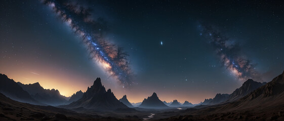 Fototapeta premium Galaxy and cluster in the night sky