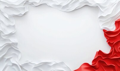 Red and white fabric frame, blank space, studio background, design element