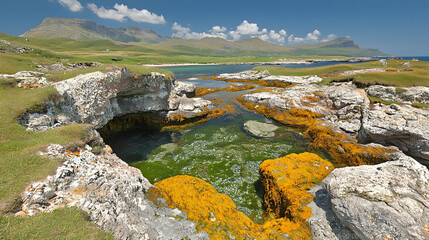 Coastal rock pools, Scotland, scenic landscape, tranquil waters