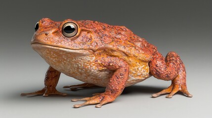 Fototapeta premium Realistic Close-up of an Orange Textured Frog on Neutral Background