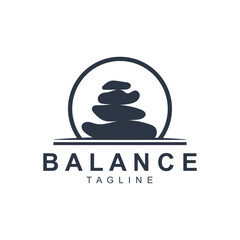 Home Stone Logo  zenstone  balance stone logo with Geometric Arch Design