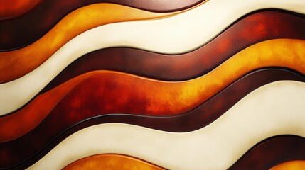 Obraz premium Abstract Wavy Texture with Brown Orange and White Color Scheme Background