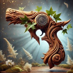 Living Wood Weapon crafted from living wood with v