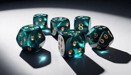 Teal And Gold Crystal Dice Set