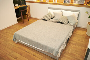 bed in a bedroom, bedroom