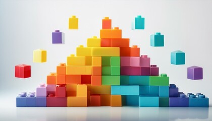 Obraz premium 白い背景に、カラフルな積み木