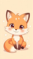 Obraz premium Kawaii Anime Fox with Fluffy Tail