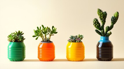Colorful Bottles Turned Planters for Home Decor