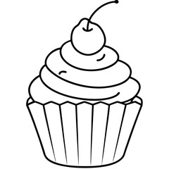 Cupcake-Themed Vector Line Art Creations