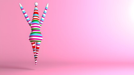 Colorful Spire with Stripes on Pink Background for Festive Decor