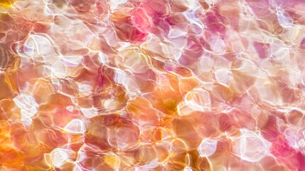 Abstract Water Surface with Sun Reflection Displaying Amber Red Pink and White Light Texture Art