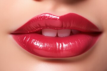 Fototapeta premium red lips closeup