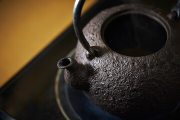teapot on a wooden table