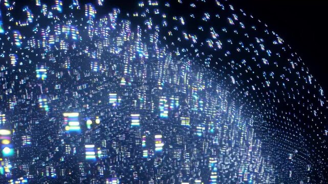 blue shiny stars glittering and glowing and particles falling animation