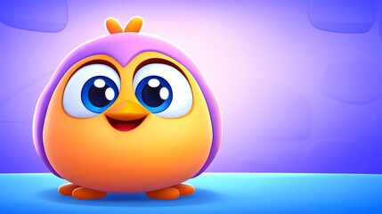 Cute Cartoon Bird Character with Big Eyes and Cheerful Expression