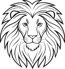 Majestic Lion Head, Line Art, Wild Cat, African Animal, Graphic Design
