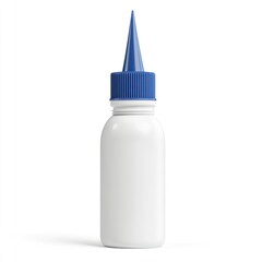 White bottle with blue cap, studio shot, clean background, packaging mockup