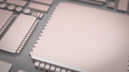 The White PCB Board for It to Technology concept 3d Rendering.