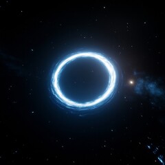 Blue Ring Nebula in Dark Cosmos of Stars and Galaxies Science Fiction Space Exploration Concept.