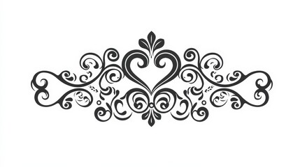 Elegant Ornamental Design with Flourishes and Heart Motif