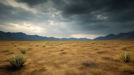 Naklejka premium Desert Landscape with Stormy Sky