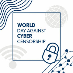 WORLD DAY AGAINST CYBER CENSORSHIP silhouette vector illustration