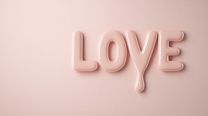 Glossy pink liquid letters forming the word love on soft background