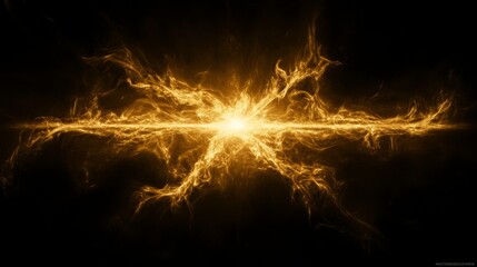 Burst of Golden Energy Abstract Design Background with Light and Radiant Rays of Energy and Glow.