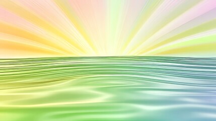 Calm Pastel Horizon over Water Reflection Abstract Serenity with Colorful Beams Background.
