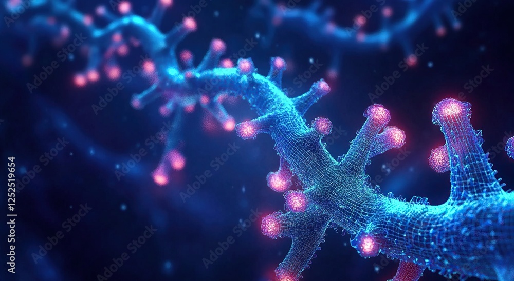 Poster microscopic world: exploring cellular structures and their intricate networks, revealing biological 