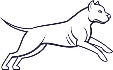 Obraz premium Powerful American Pit Bull Terrier Dog Breed Line Art