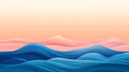 Abstract Pink and Blue Wavy Landscape Illustration