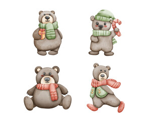 Cute bear animal with costume Christmas concept