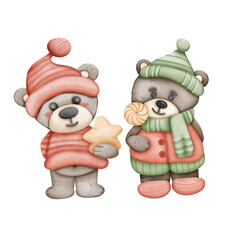 Cute bear animal with costume Christmas concept