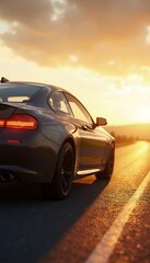3d sun rides car meet auto 3d render sedan concept advertising products road car road speed auto automobile fast vehicle motion luxury driving sport sky transportation travel drive highway red blue