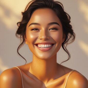 Portrait of happy woman with impeccable smile