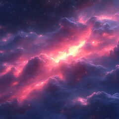 Glowing nebula cloudscape, cosmic background, fantasy art, game design