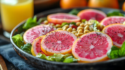 Delicious Grapefruit Salad Recipe with Soybeans and Greens