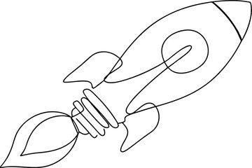 Minimalist Single Line Art Rocket Launch Symbolizing Innovation, Future, and Business Progress